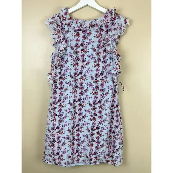 Club Monaco Women’s Size 0 Sundress Floral Ruffle Silk Trim Cottagecore Coastal - Picture 6 of 10